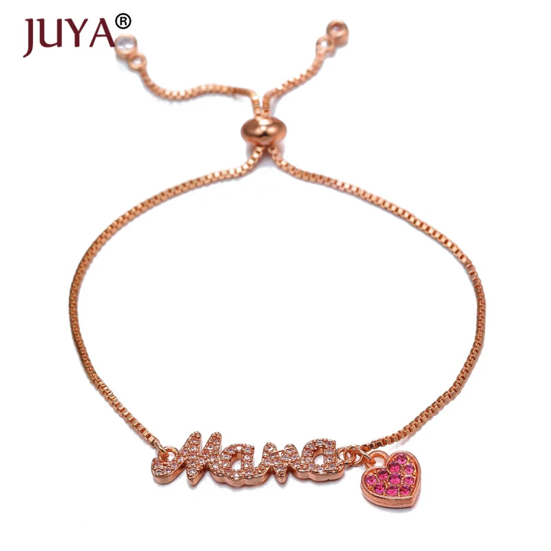 Женский браслет с фианитами Juya New Heart Mama регулируемая цепочка браслеты ручной
