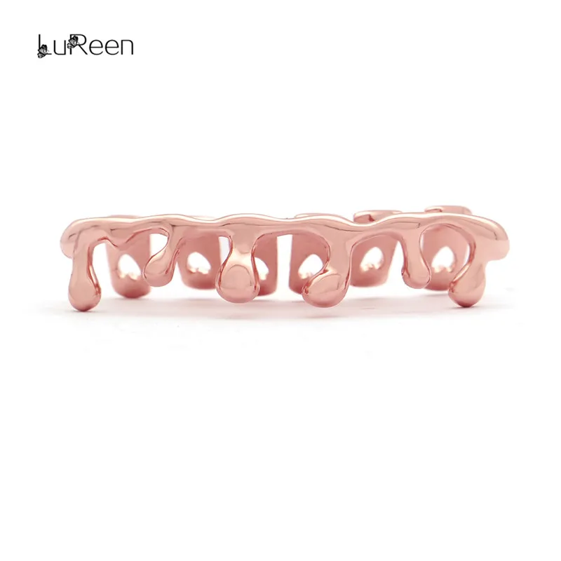 6teeth rosegold LuReen новые золотые зубные грили 8 зубных капельных грилей для зубов, нижние зубные колпачки для Хэллоуина, ювелирные изделия для тела, вечерние XHYT1103 - Окраска металла: 6teeth rosegold