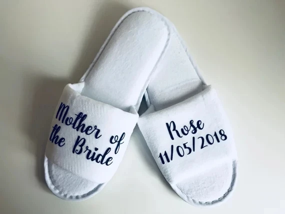 personalize save the date Wedding Bridesmaid maid of honor Bride Slippers flower girl Bachelorette Spa Slippers party gifts