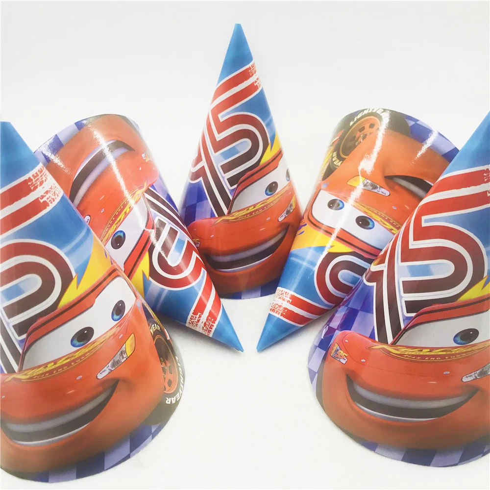 6 шт./компл. Lightning Mcqueen Бумага Шапки детский праздничный костюм поставки Babyshower праздничные колпаки с днем рождения партия поставок пользу