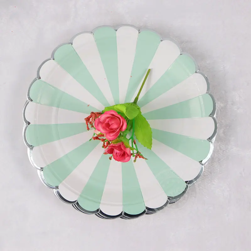 

65PCS Pink Green Disposable Paper Cup Paper Plate Wedding Favors Drinking Straws Table Napkin Baby shower Birthday Party Supply