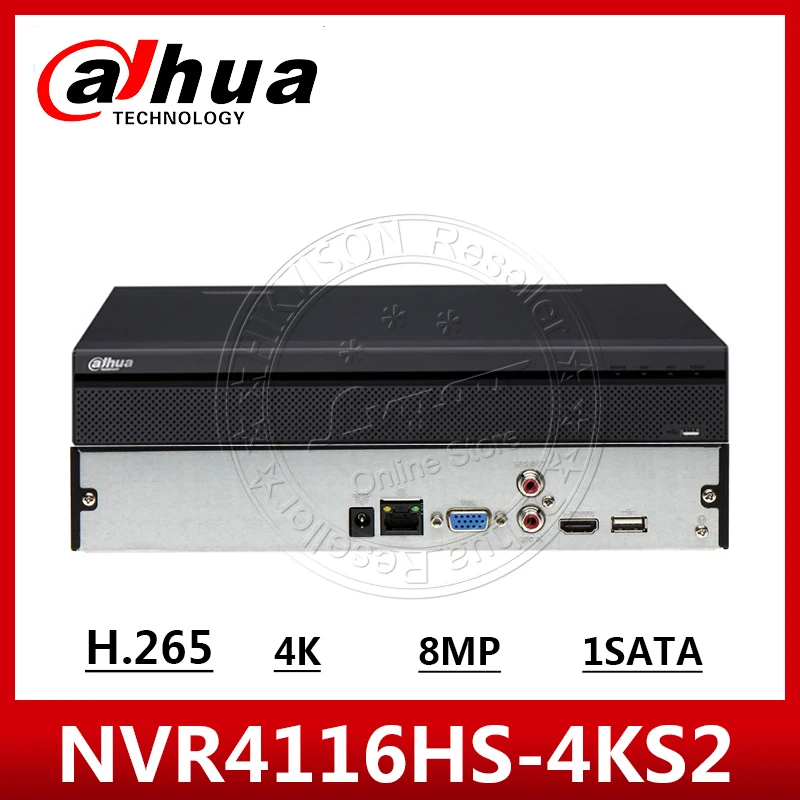 Видеорегистратор Dahua NVR4116HS 4KS2 16 каналов компактный сетевой видеорегистратор 1U 4K и