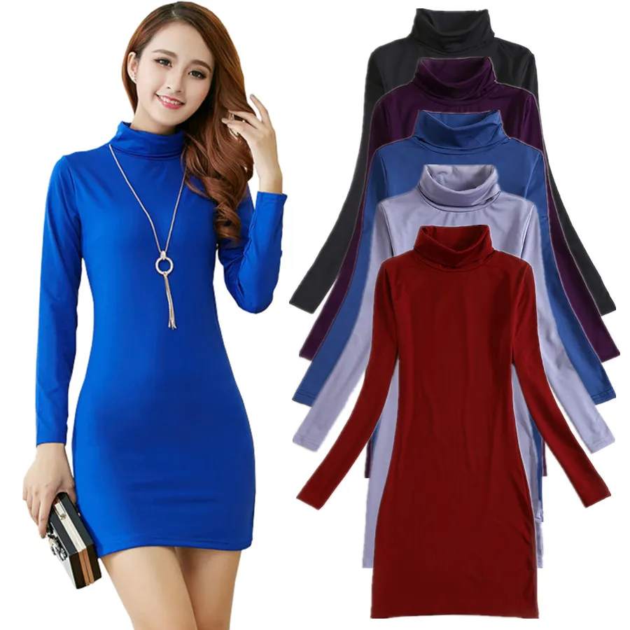 Женская зимняя футболка с длинным рукавом высоким воротником|womens long sleeve tops|fashion t