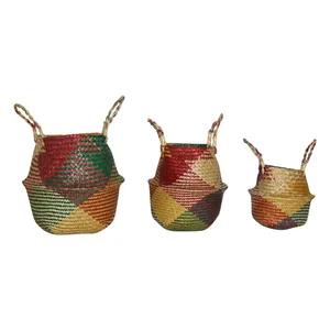 Корзины для хранения для грязного белья, брикет, садовый цветочный горшок, подвесные декоративные корзины с ручкой для хранения, пузатая корзина, 1 шт.