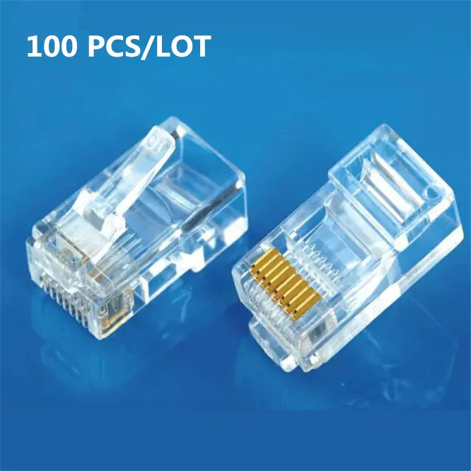 

100PCS Cat5 RJ45 Transparent Connector 8P8C Modular Lan Cable Head Plug Cat 5 Crimp Network RJ 45 Connector for Ethernet