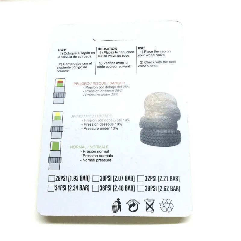 4 шт./лот высококачественный датчик давления в шинах 28PSI 34PSI 38PSI предупреждающий