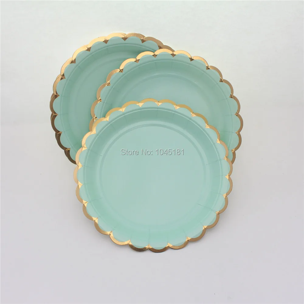 Однотонные бумажные тарелки для торта десерт конфеты маленькие розовые синие