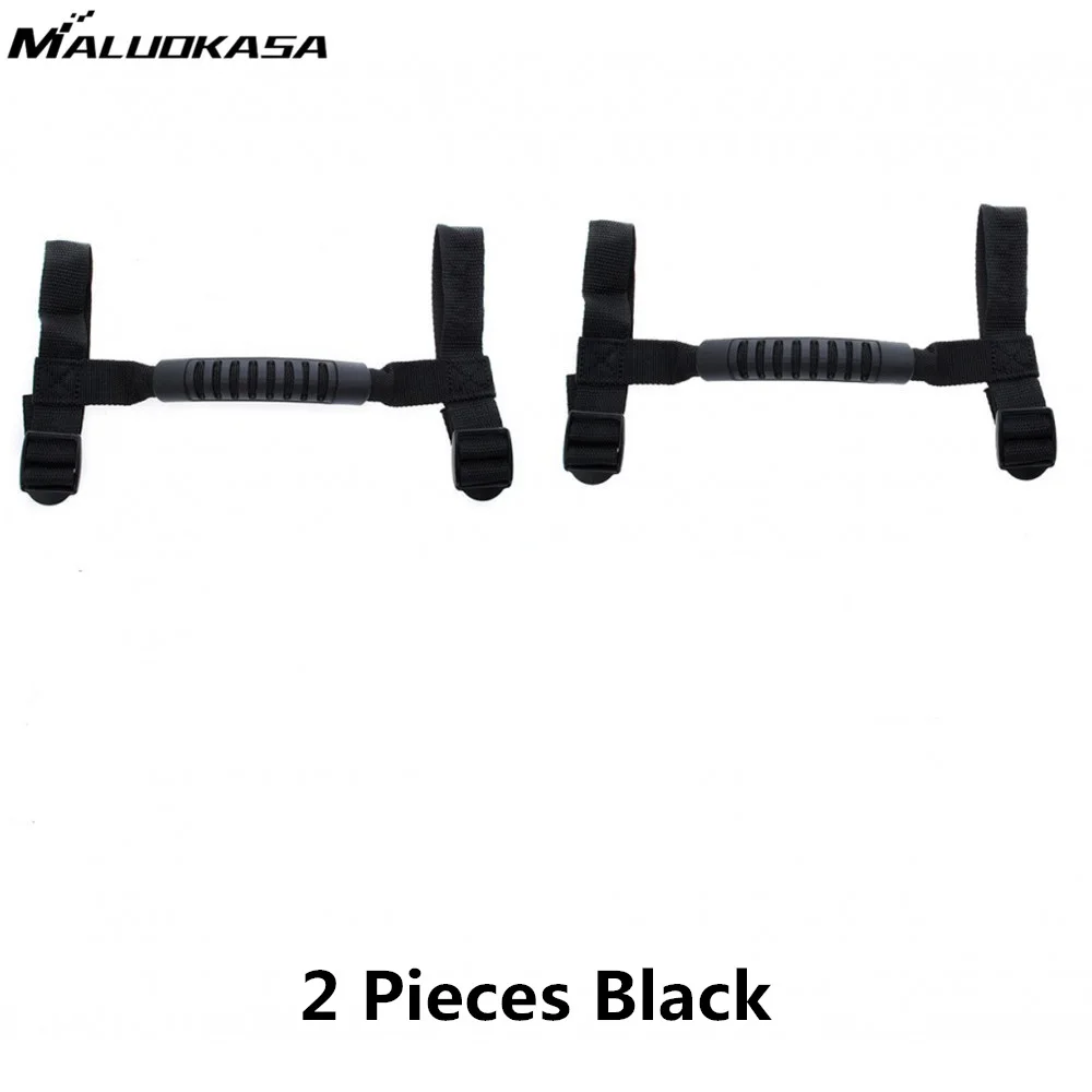 Black MALUOKASA, 2 шт., поручни, рукоятка, Тяговая вкладка для Jeep Wrangler YJ TJ JK JKU Sports Sahara Freedom Rubicon, дверной руль - Цвет: Black