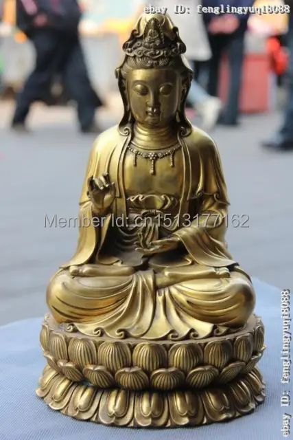 12 Буддизм храм латунь Медь буддийские kwan инь Boddhism богиня статуя бронзовые