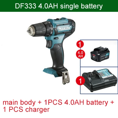 4.0AH single battery Япония Makita DF333 Аккумуляторный шуруповерт 12V литиевая батарея ручная дрель многофункциональный бытовой отвертка 1700 ОБ/мин 30/14N. М - Цвет: 4.0AH single battery