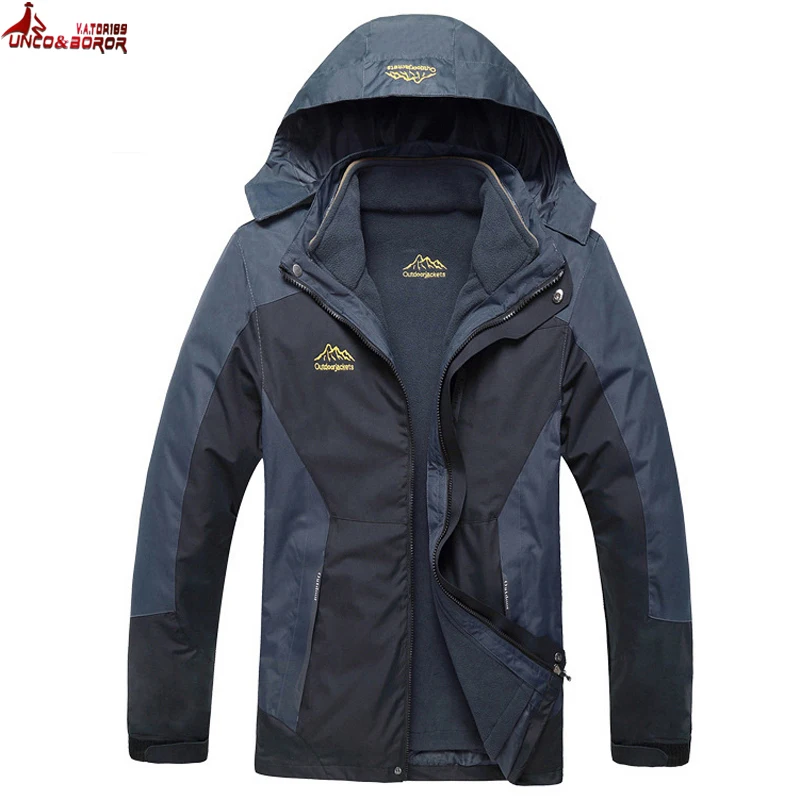 Большие размеры L~ 6XL, 7XL, 8XL, верхняя одежда, водонепроницаемое ветрозащитное дышащее теплое зимнее пальто, Мужская парка 2 в 1, лыжная куртка, Мужская одежда