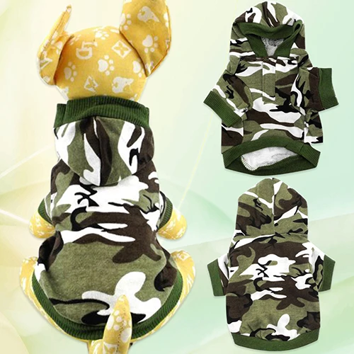 Tinghao Собака Щенок Камуфляж Толстовка с капюшоном рубашка пальто Одежда Футболка