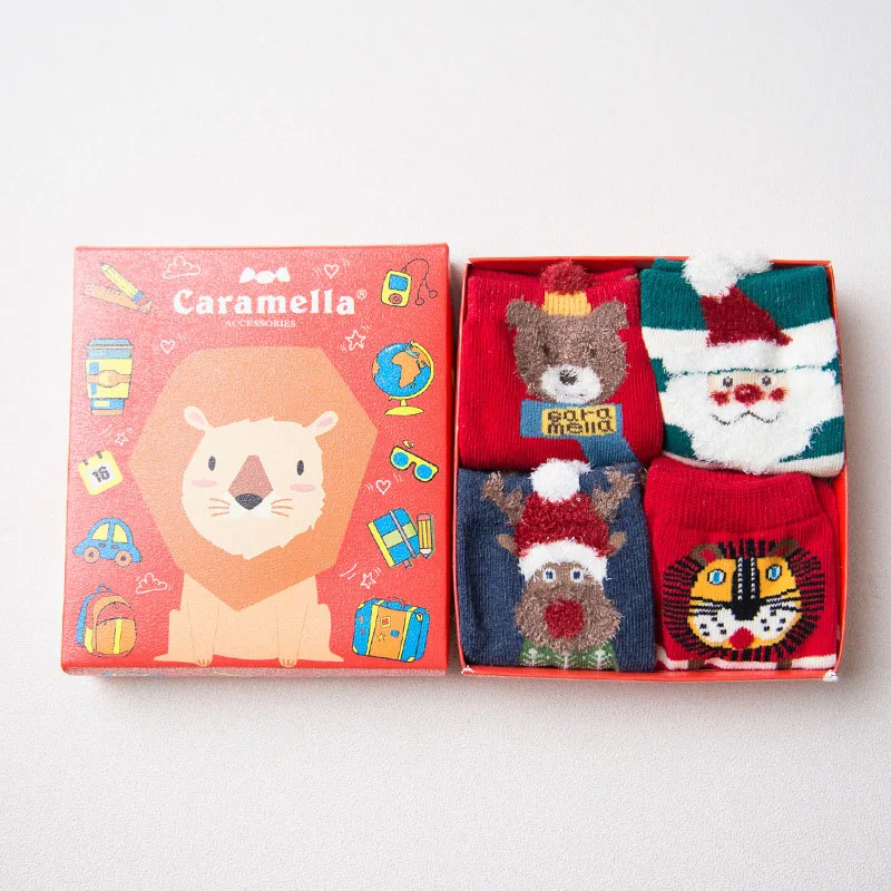 CM512734-512854, г., Новое поступление, яркие жаккардовые хлопковые носки Caramella красные носки для девочек с рождественской тематикой - Цвет: 512824