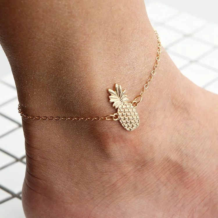 

Cute Fashion Fruit Pineapple Gold Chain Anklets for Women Simple Summer Beach Ankle Bracelets Foot Chain Jewelry