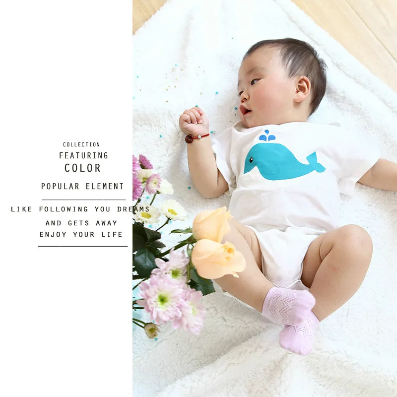 5 Pair/pack Kids Summer Socks Soft Cartoon Cotton Ultra-thin Breathable Baby Boys Girls Socks Set for Children