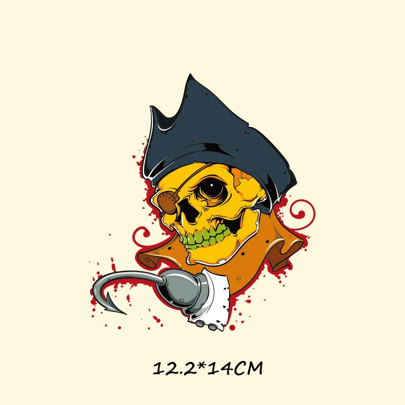 Pirate Гитара с черепом теплопередача для одежды Железная на нашивках железная одежда Байкер мотоцикл панк термонаклейка аппликации полосы - Цвет: Pirate
