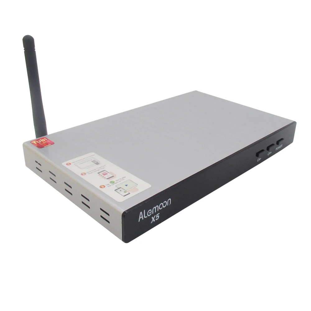 Alemoon X5 DVB-T2 DVB-S2 DVB-C-цифра спутниковый телевизионный ресивер H.265 приемное устройство+ 1 год Европа Cccam линий для Испания Италия Wi-Fi IP TV Box литой