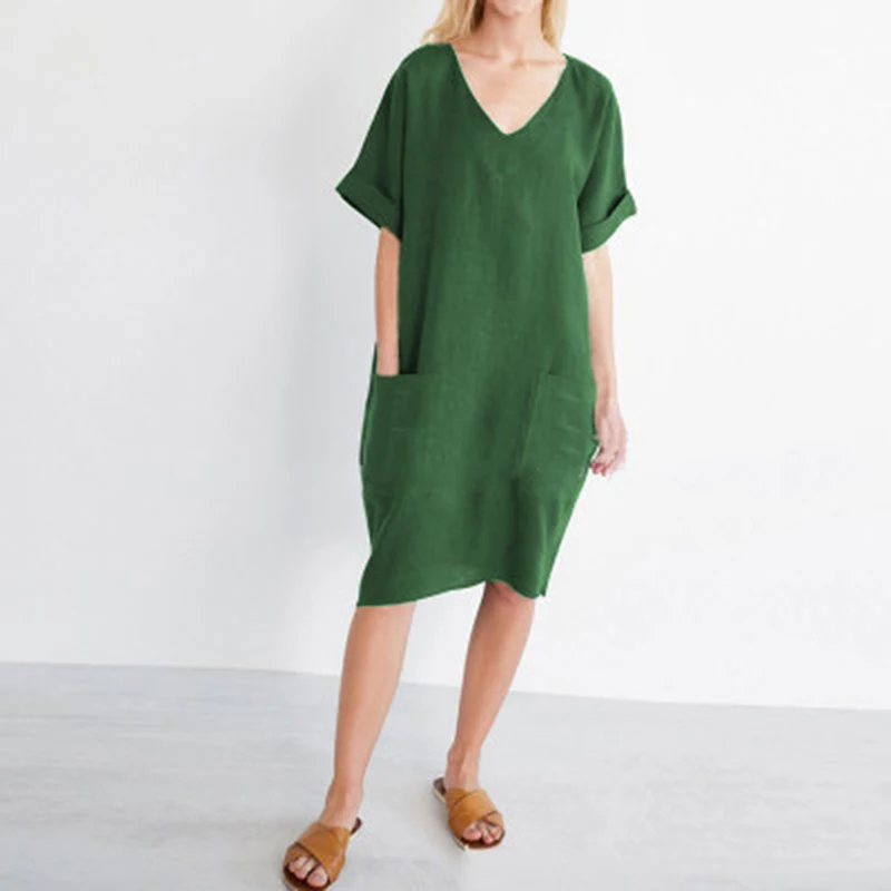 S 5XL Женская туника с v образным вырезом и коротким рукавом летняя Однотонная