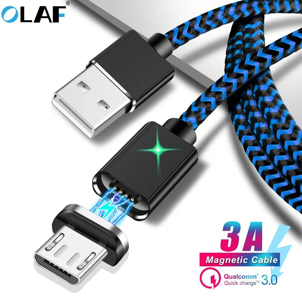 Олаф Магнитный кабель микро USB магнит Quick Charge 3A шнур для xiaomi huawei Android Быстрая