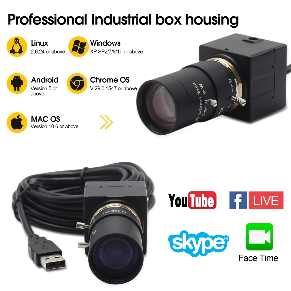 5 МП мини USB камера 50 мм Ручная варифокальная линза Aptina MI5100 CCTV микро HD
