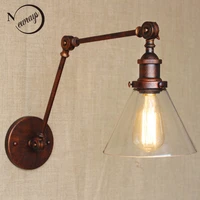 industrial style antique rust iron glass wall lampswing arm wall lighting for workroombathroom vanity 2 applies arm tornado