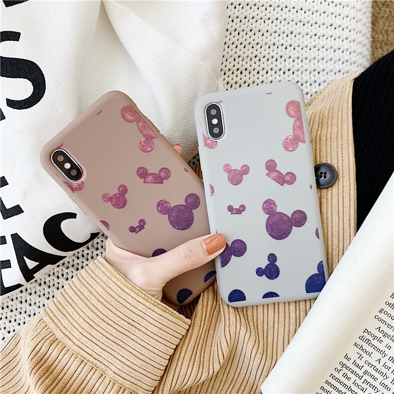 Матовый чехол для iPhone X XR XS Max Starry sky Микки Маус мягкий TPU 6 6s 7 8 plus задняя крышка |