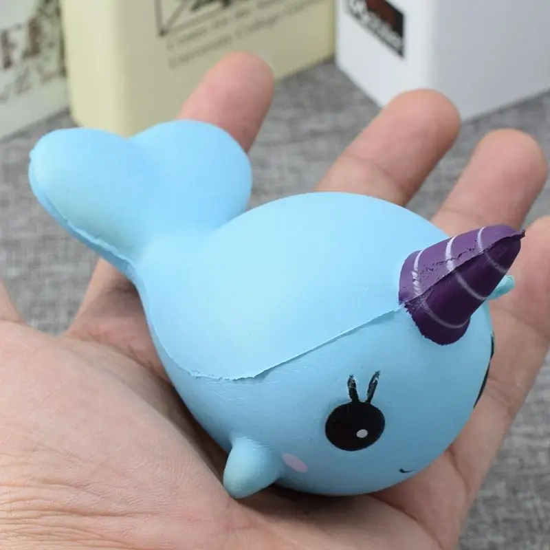 

11cm Jumbo Squishy Blue Unicorn Dolphin Cute Phone Straps Soft Slow Rising Squeeze Bag Decor Pendant Scented Kid Gift