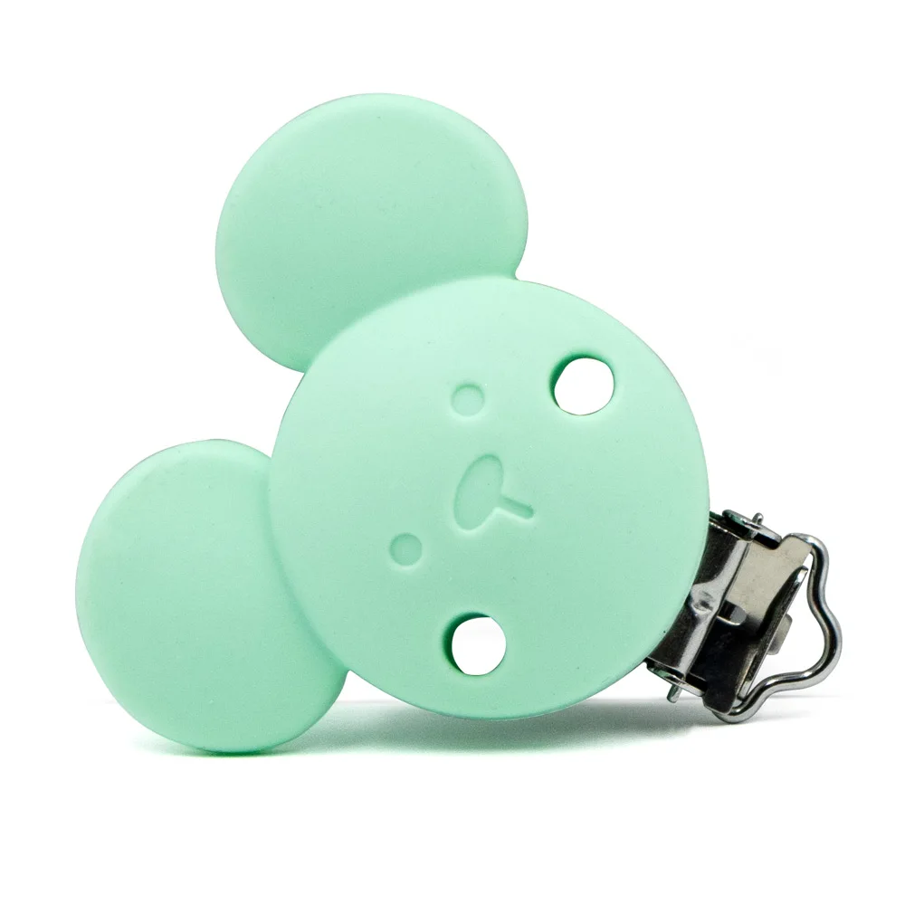 Mint Green 50 шт. Perle силиконовые клипсы для соски Микки BPA бесплатно пустышка цепочка для прорезывателя держатель DIY Детская мышь животное уход Прорезыватель игрушка - Цвет: Mint Green