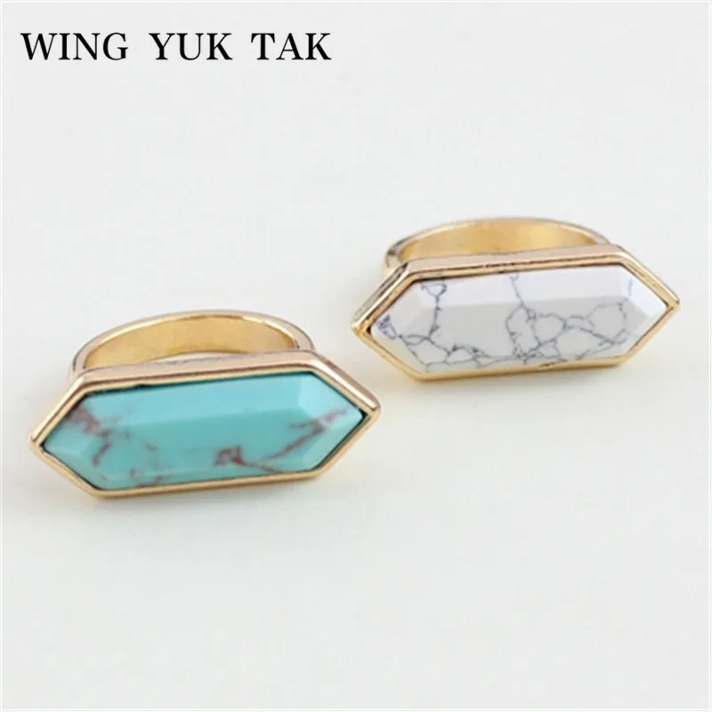 Новое поступление модные геометрические кольца Wing OK Tak Anillos с камнем винтажные