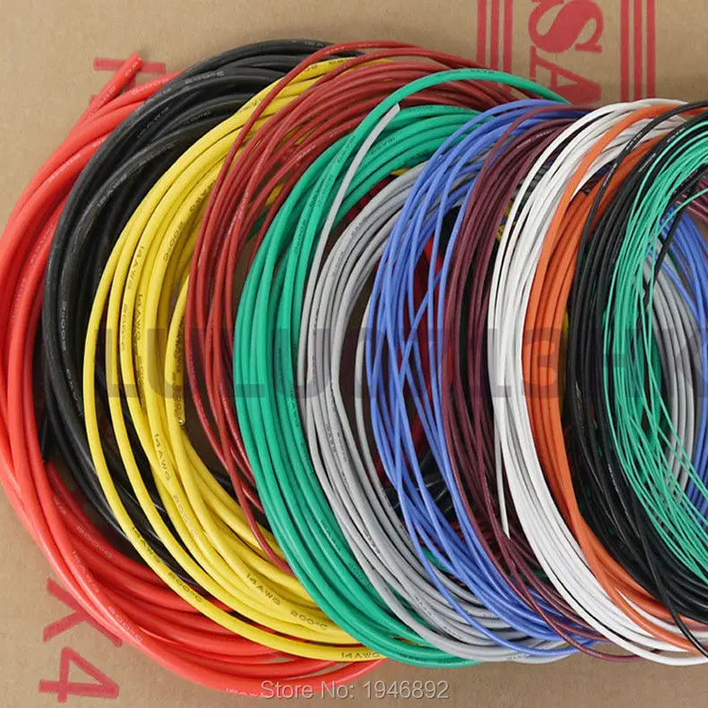 24 AWG гибкий силиконовый провод RC кабель 24AWG 40/0. 08TS OD 1,6 мм луженая медная проволока с 10 цветами для выбора тестового кабеля