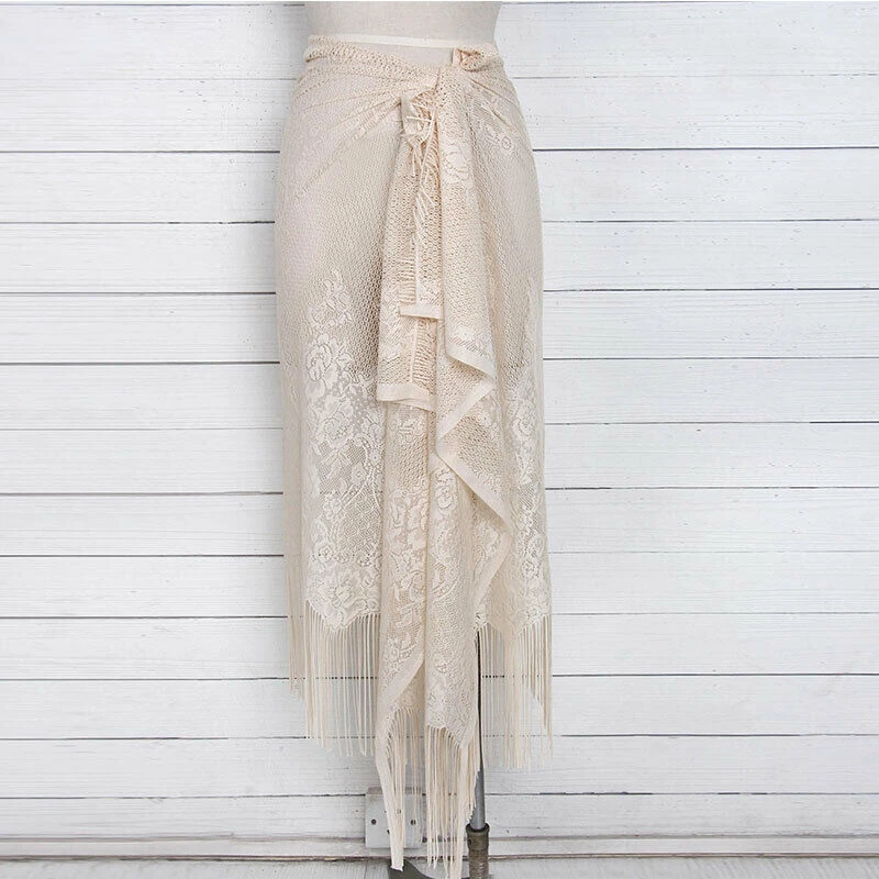 

Summer Beach Dress Women Swimsuit Cover Up Tassels Sarong Bikini Swimwear Cover Up Scarf Pareo Bathing Beach Wrap Saida De Praia