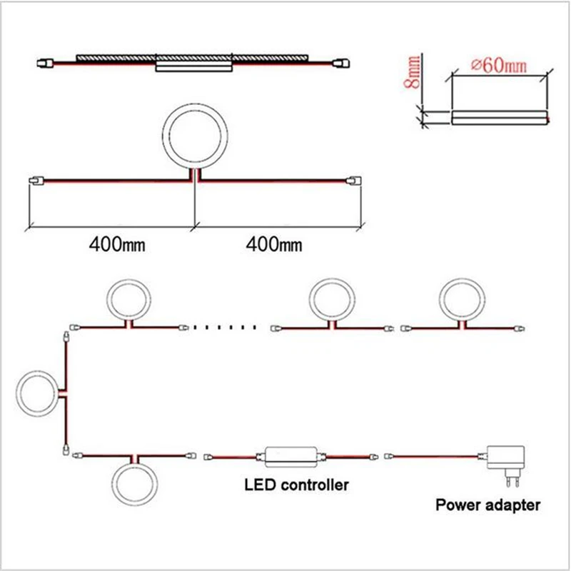 Linkable под шкафом светодиодное освещение 12В затемняемые шайбы огни с беспроводным