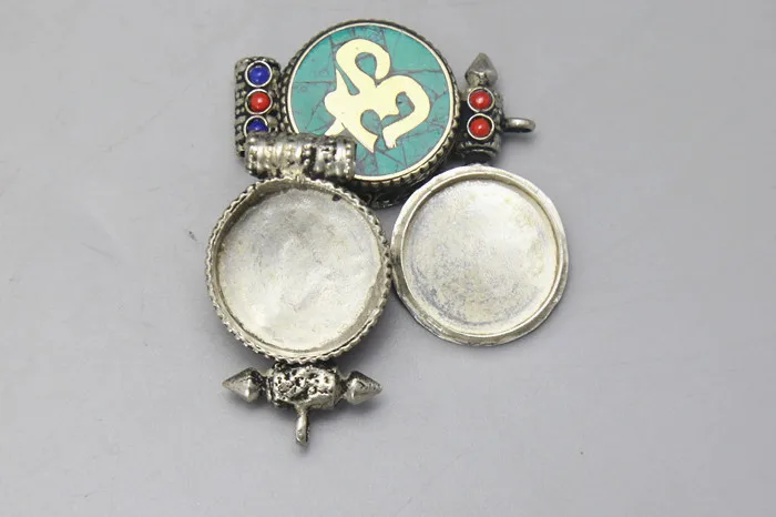 TGB096 Оптовая Тибетский ГАУ амулет медный инкрустированный цветной камень круглая