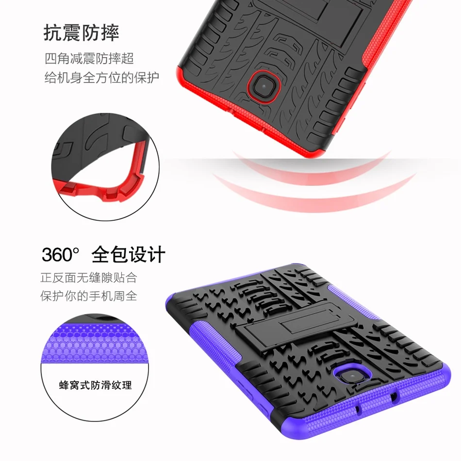 Hybrid Armor Tablet Case for Samsung Galaxy Tab A 8.0 2018 SM-T387V Kickstand Hard Back Cover with Flexible TPU Plastic Silicone |