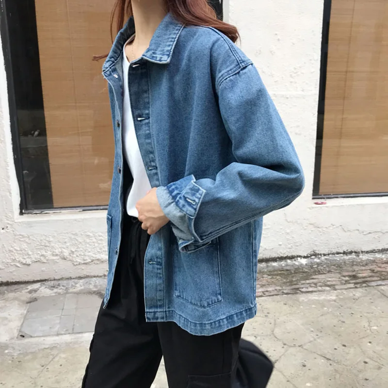 Женская короткая джинсовая куртка в стиле ретро Облегающая с длинными рукавами и