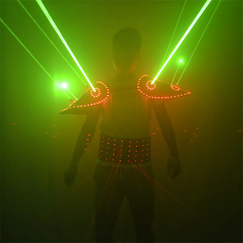 

P56 Club laser men show laser projector green laser beam shoulder dj led costumes rechargeable laser belt red beams outfit disco