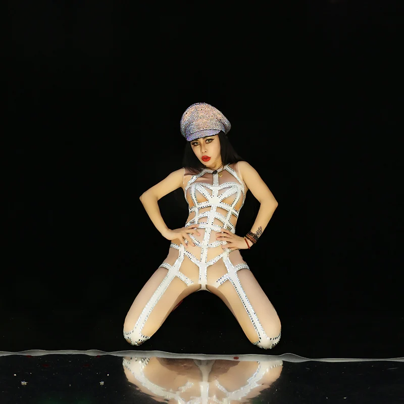 Летний женский новый полосатый комбинезон с блестящими кристаллами сексуальный