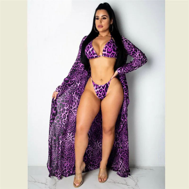 3 шт. женское летнее бикини с леопардовым принтом | Спорт и развлечения