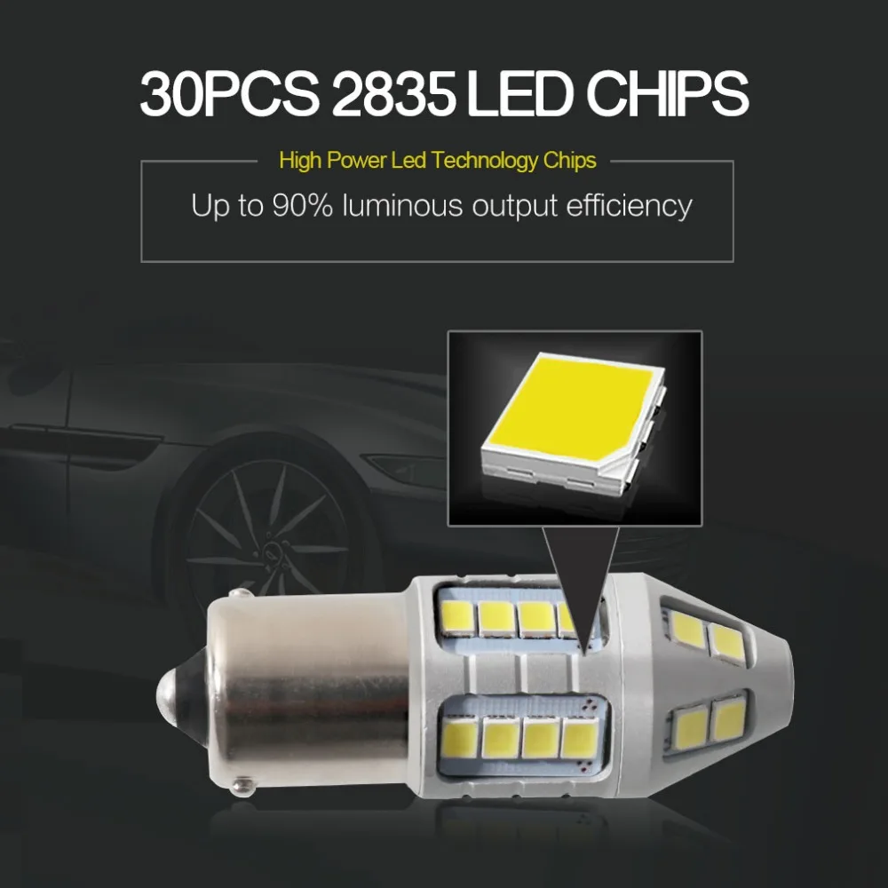 2 шт. P21W светодиодный 1156 BA15S лампы 30-2830SMD 1200Lm автомобильный сигнал поворота фара LED
