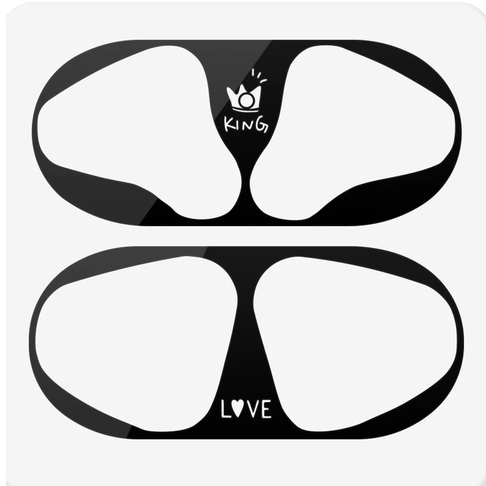black KING Один комплект, металлическая Пылезащитная наклейка для Apple AirPods, чехол, пылезащитная защитная наклейка, защитная пленка для Air Pods, аксессуары - Цвет: black KING
