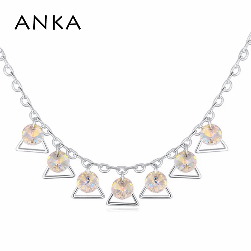 

ANKA brand crystal beads with triangle charm chokers necklace rhodium plated Mother's Day gift Crystals from Austria #115411