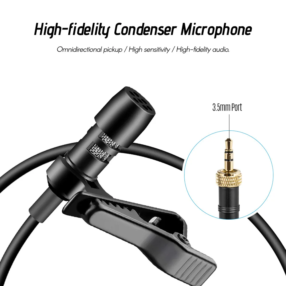 Professional Video Recording Microphone Wireless microphone with Lavalier Lapel Mic and LCD Display Screen for DSLR DV Cameras |