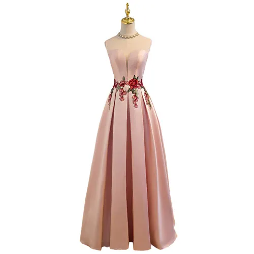 light pink Новинка, элегантное вечернее платье, вечерние платья, Vestido de Festa, платье с аппликацией, прозрачное, с открытой спиной - Цвет: light pink