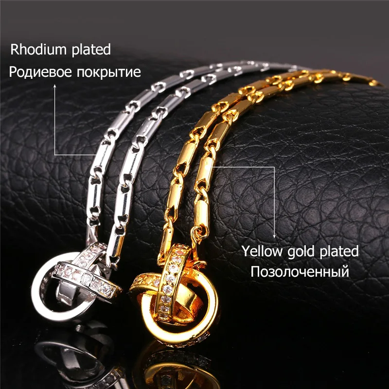 U7 Позолоченный Циркон Ожерелье С Камнями Для Женщин Ювелирные Изделия Цветок