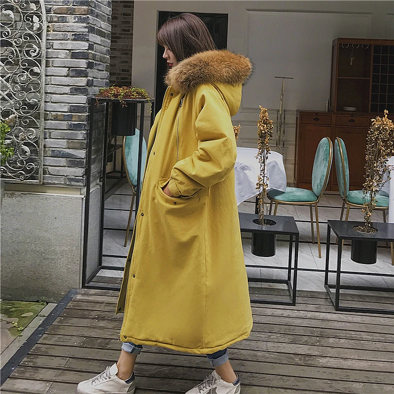 Куртка женская длинная с меховым воротником и капюшоном 2019|fashion parka|parka fashionthicken parka