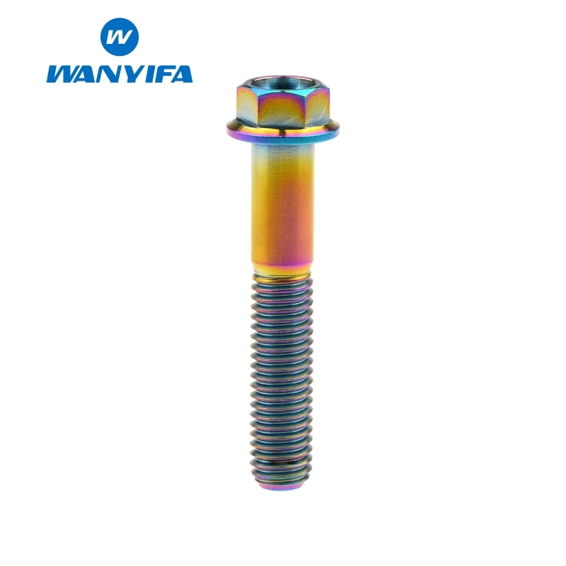 M8x45 Rainbow Wanyifa Титановые Болты Винты M8x 15 20 25 30 35, 40 45 50 55 60 65 мм золото шестиугольный фланец голова для велосипеда дисковый тормоз велосипед Запчасти - Цвет: M8x45 Rainbow
