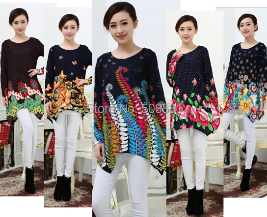 20 цветов! 2015 новый осень зима женщины элегантные старинные цветок печать