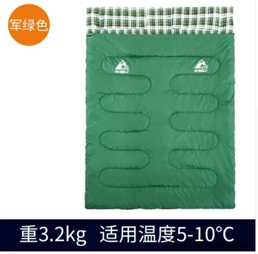 Green 3200g Hewolf на открытом воздухе для взрослых 3 Сезона Кемпинг спальный мешок отель перегородка Путешествия использовать можно сплайсинга в два отдельных si - Цвет: Green 3200g