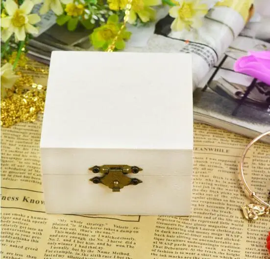 Квадратная коробка для домашнего хранения из натурального дерева с крышкой и