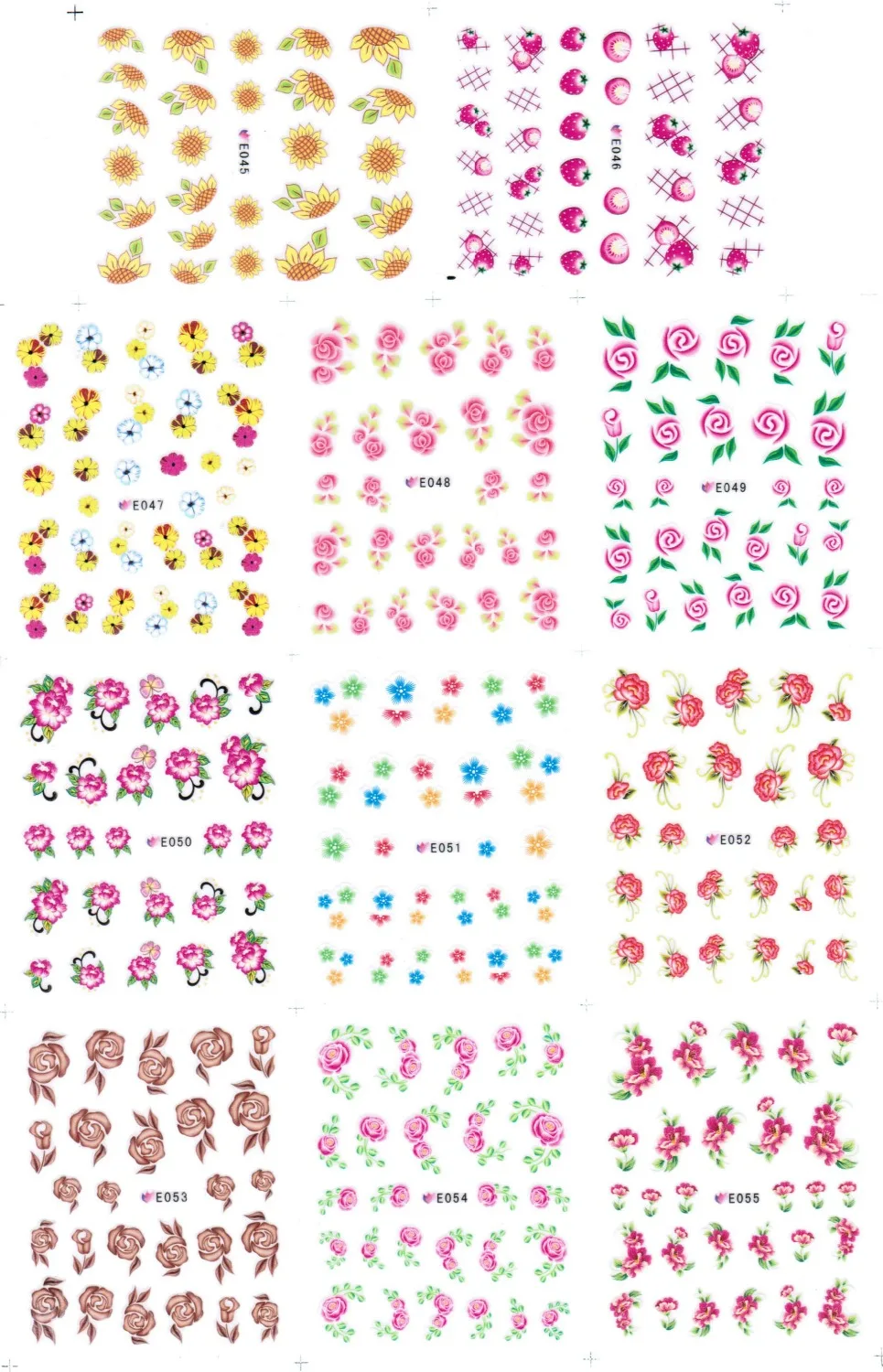 Самоклеющиеся 3D татуировки для ногтей фрукты клубника страмония лилия Подсолнух